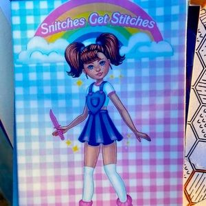 "artetak: snitches get stitches" sticker